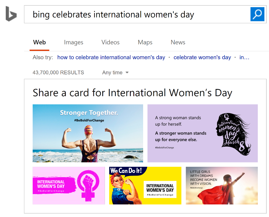 Bing Celebrates International Women's Day - Search results