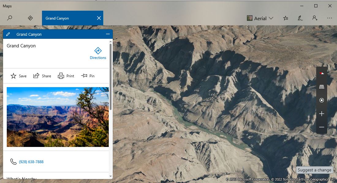 Grand Canyon in 3d on Bing Maps