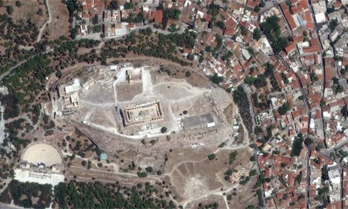 Satellite Imagery of the Parthenon in Greece 