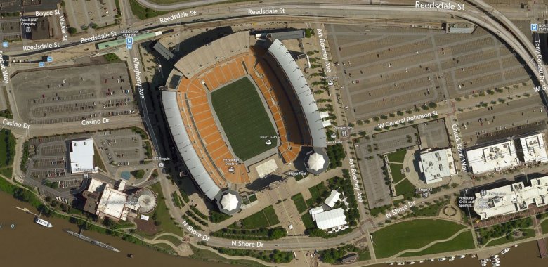 Aerial image of Heinz Field in Pittsburgh, Pennsylvania