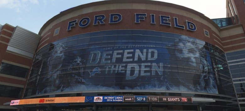 Streetside imagery of Ford Field in Detroit, Michigan