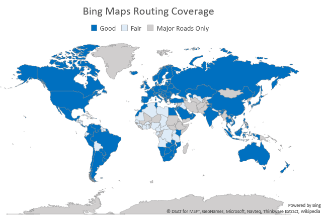 Bing Maps Routing Coverage