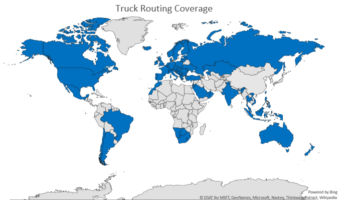 Bing Maps Truck Routing Coverage