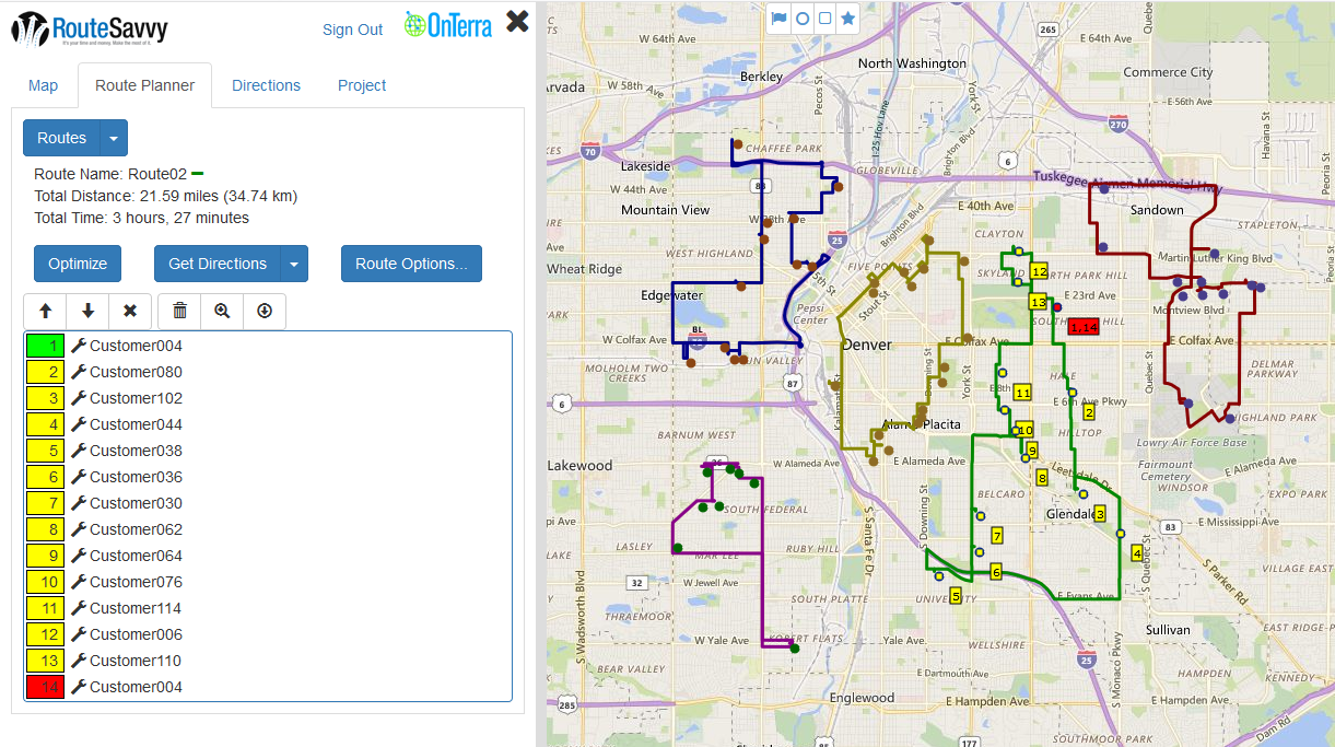 a screenshot of a fleet route optimization app