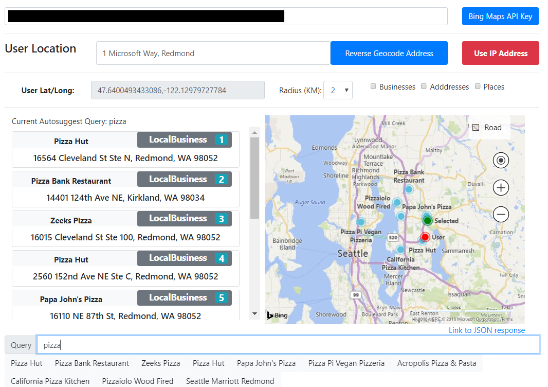 Bing Maps Autosuggest API