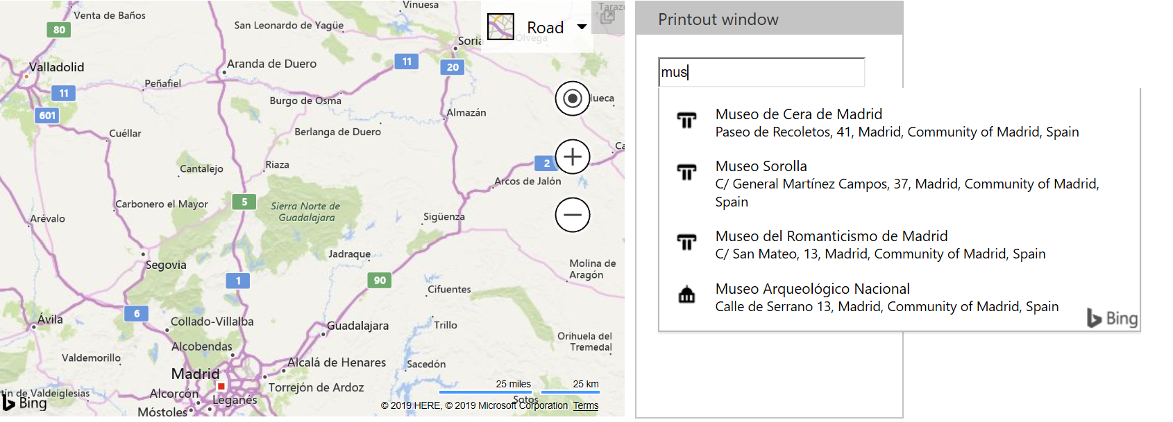 Bing Maps Autosuggest - Spain