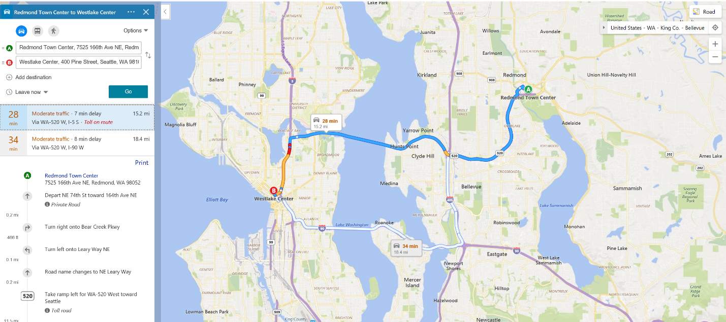 New route traffic coloring feature for Bing Maps - Windows ...
