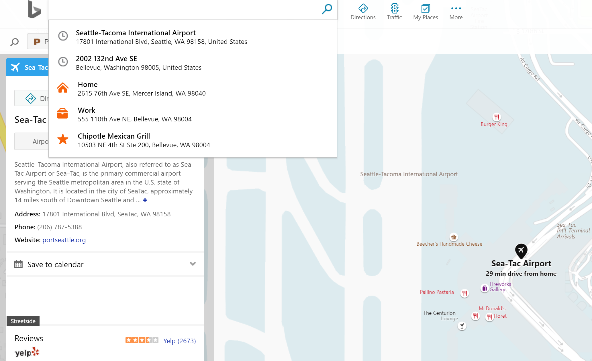 Bing Maps Autosuggest - Airport