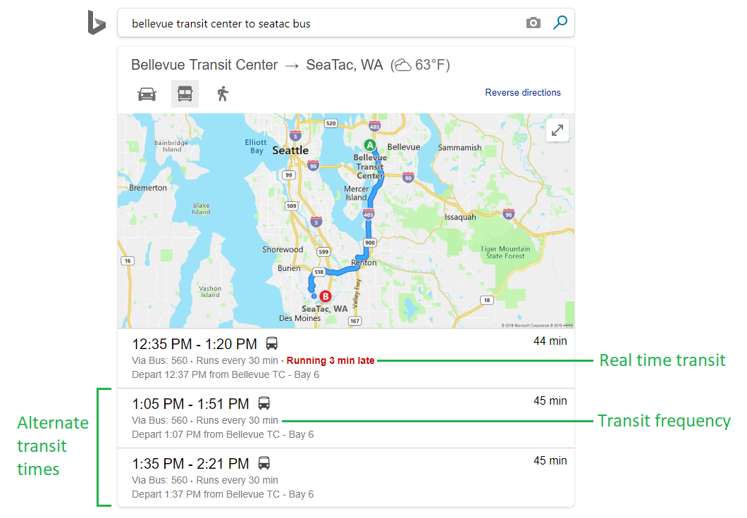 Bing Maps Transit Improvements