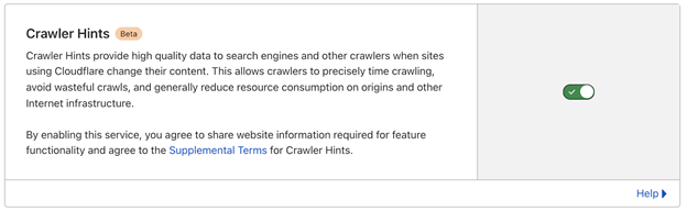 Clouflare IndexNow Crawler Hints