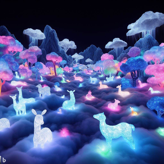 Cotton-candy-landscape-and-glowing-animals.png