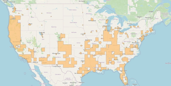 building footprint data on USA map