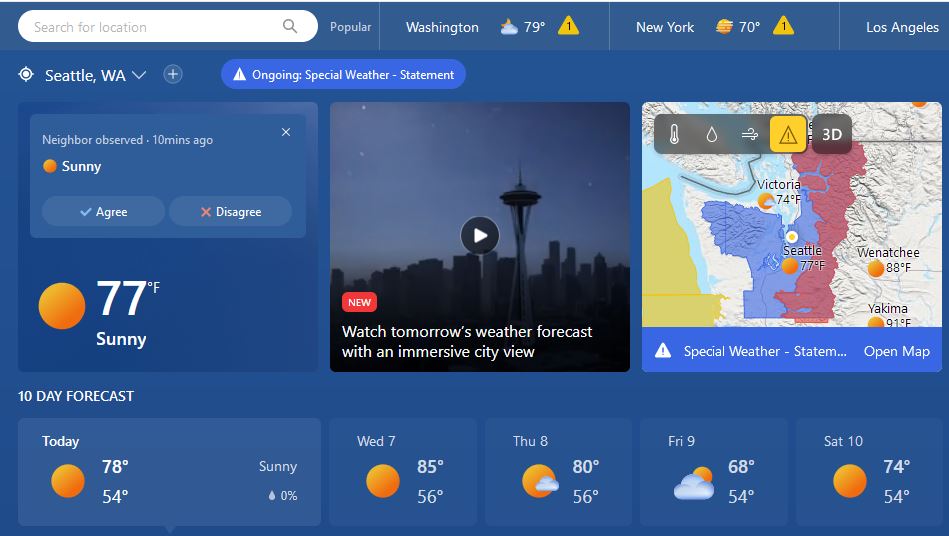 MSN Weather Experience
