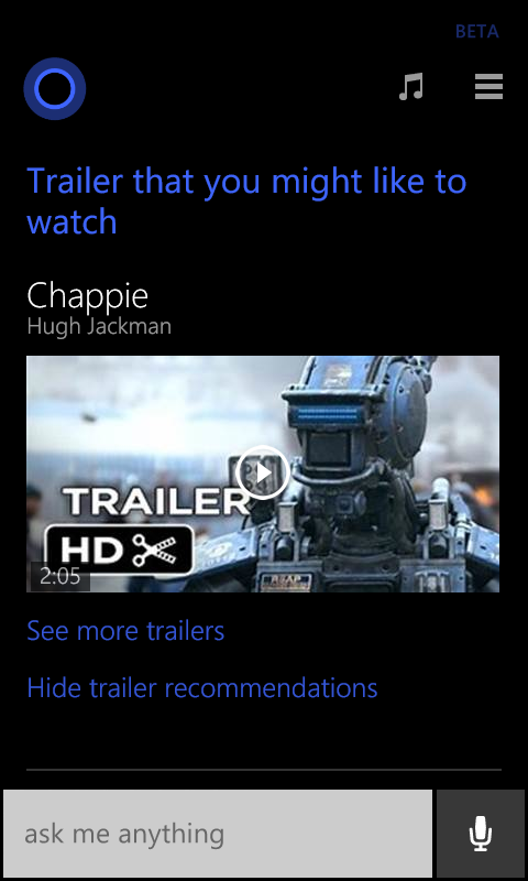 Cortana movie trailer