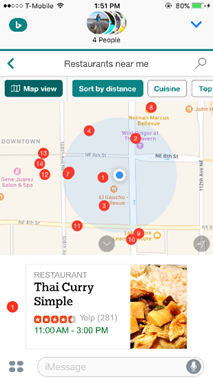 Bing iMessage - search and share restaurants
