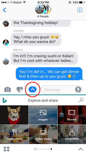 Bing iMessage Extension