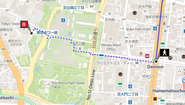 Detailed Walking Instructions to Tokyo Tower