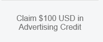 Image of Claim $100 USD in Advertising Credit Banner